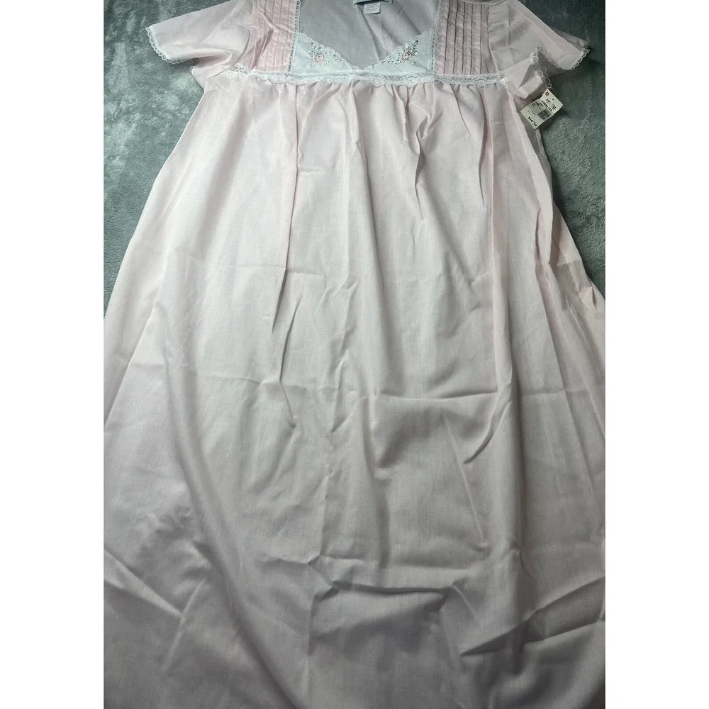 Courtney Cole Vintage‎ Pink Nightgown Embroidered Lace Pintuck Cotton Blend M